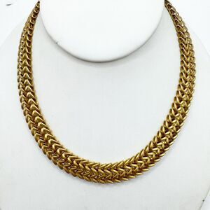 Monet Vintage Gold Tone Tank Tracks Collar Choker Necklace 16” Signed Moghul